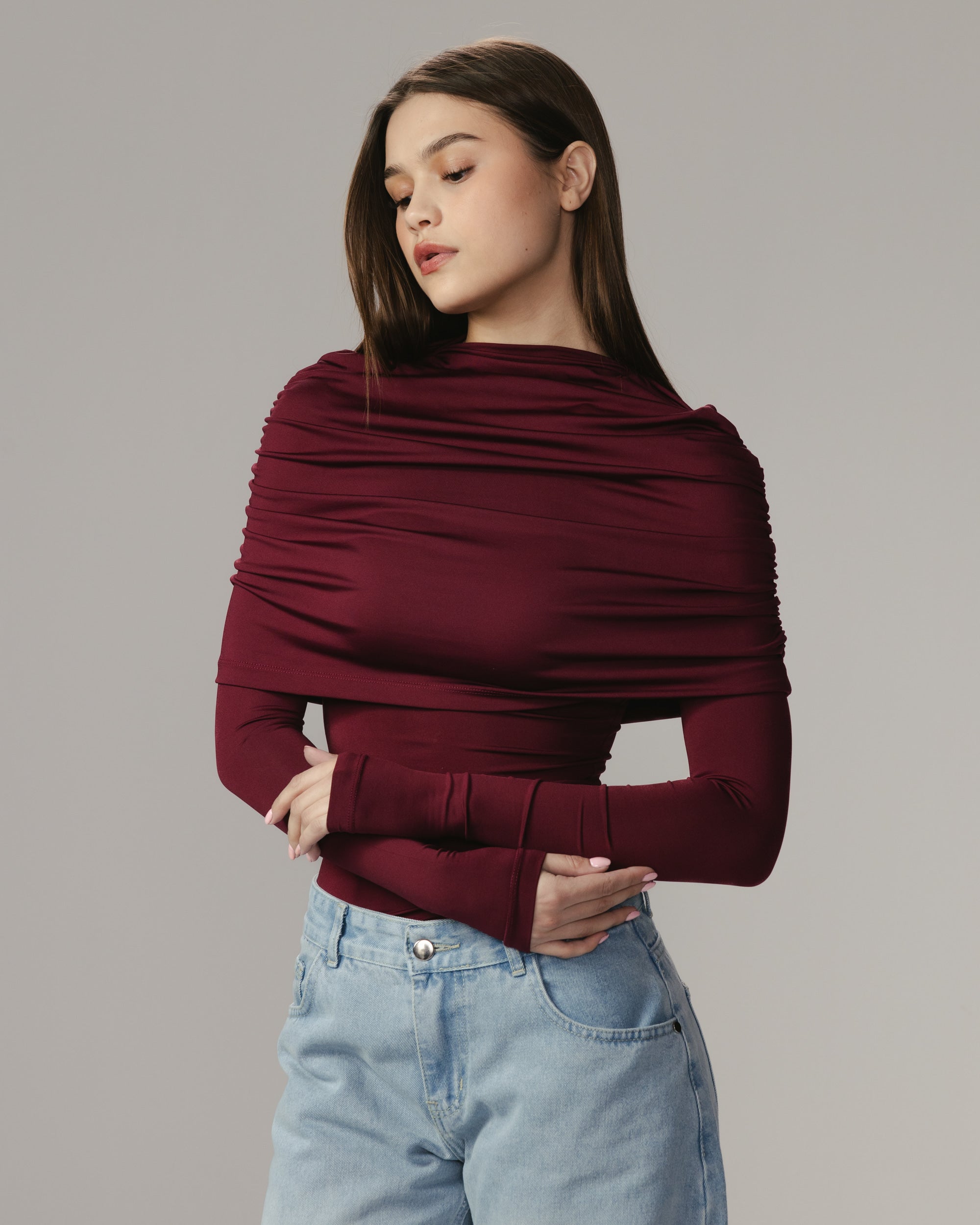 Off shoulder-topp – Långärmad